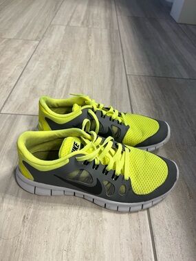 Nike Bright Yellow and Gray Athletic Sneakers
